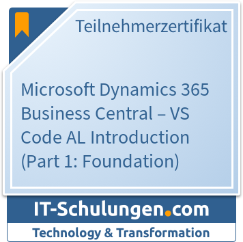 IT-Schulungen Badge: Microsoft Dynamics 365 Business Central - VS Code AL Introduction (Part 1: Foundation)
