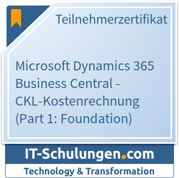 IT-Schulungen Badge: Microsoft Dynamics 365 Business Central - CKL-Kostenrechnung (Part 1: Foundation)