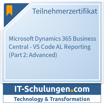 IT-Schulungen Badge: Microsoft Dynamics 365 Business Central - VS Code AL Reporting (Part 2: Advanced)