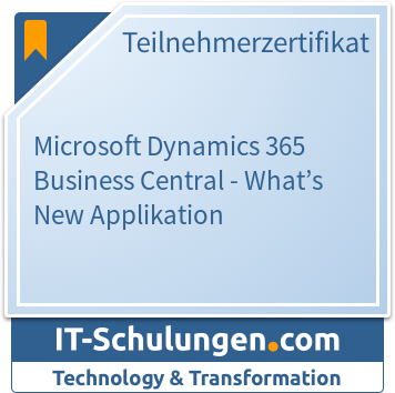 IT-Schulungen Badge: Microsoft Dynamics 365 Business Central - What’s New Applikation