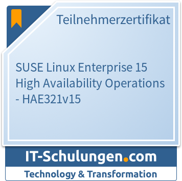 IT-Schulungen Badge: SUSE Linux Enterprise 15 High Availability Operations - HAE321v15