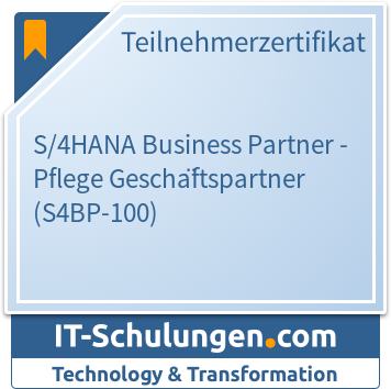 IT-Schulungen Badge: S/4HANA Business Partner - Pflege Geschäftspartner (S4BP-100)