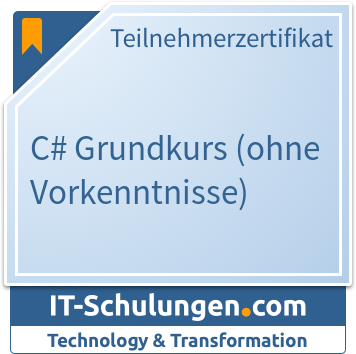 IT-Schulungen Badge: C# Grundkurs (ohne Vorkenntnisse)