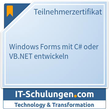 IT-Schulungen Badge: Windows Forms mit C# oder VB.NET entwickeln