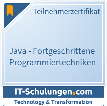 IT-Schulungen Badge: Java - Fortgeschrittene Programmiertechniken