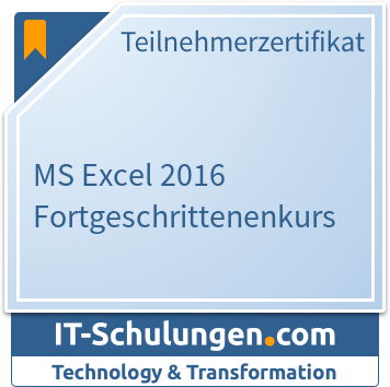IT-Schulungen Badge: MS Excel 2016 Fortgeschrittenenkurs