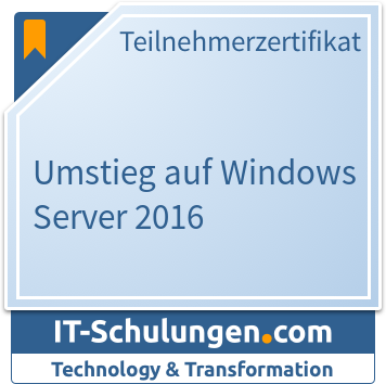 IT-Schulungen Badge: Umstieg auf Windows Server 2016