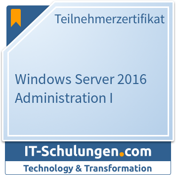 IT-Schulungen Badge: Windows Server 2016 Administration I