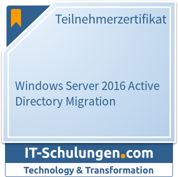 IT-Schulungen Badge: Windows Server 2016 Active Directory Migration