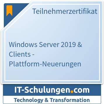 IT-Schulungen Badge: Windows Server 2019 & Clients - Plattform-Neuerungen