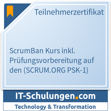 IT-Schulungen Badge: ScrumBan Kurs inkl. Prüfungsvorbereitung auf den (SCRUM.ORG PSK-1)