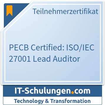 IT-Schulungen Badge: PECB Certified: ISO/IEC 27001 Lead Auditor