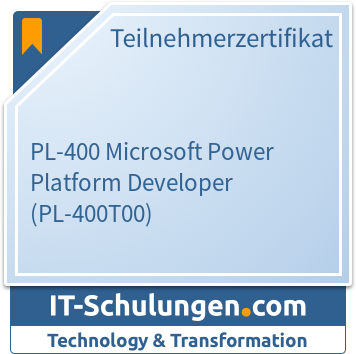 IT-Schulungen Badge: PL-400 Microsoft Power Platform Developer (PL-400T00)