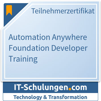IT-Schulungen Badge: Automation Anywhere Foundation Developer Training