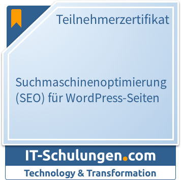 IT-Schulungen Badge: Suchmaschinenoptimierung (SEO) für WordPress-Seiten