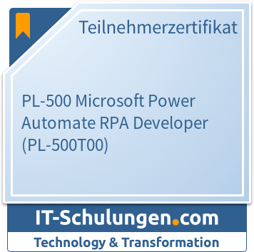 IT-Schulungen Badge: PL-500 Microsoft Power Automate RPA Developer (PL-500T00)