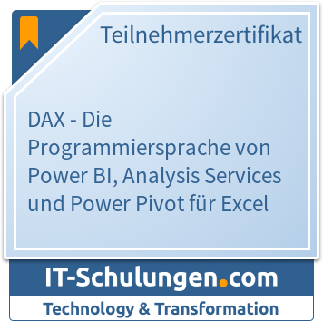 IT-Schulungen Badge: DAX - Die Programmiersprache von Power BI, Analysis Services und Power Pivot für Excel