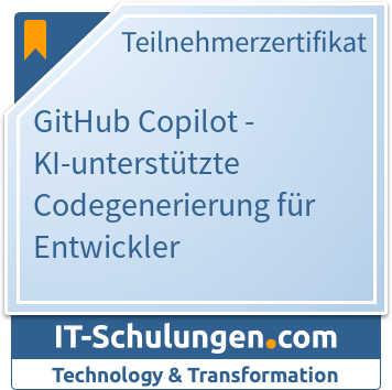 IT-Schulungen Badge: GitHub Copilot - KI-unterstützte Codegenerierung für Entwickler